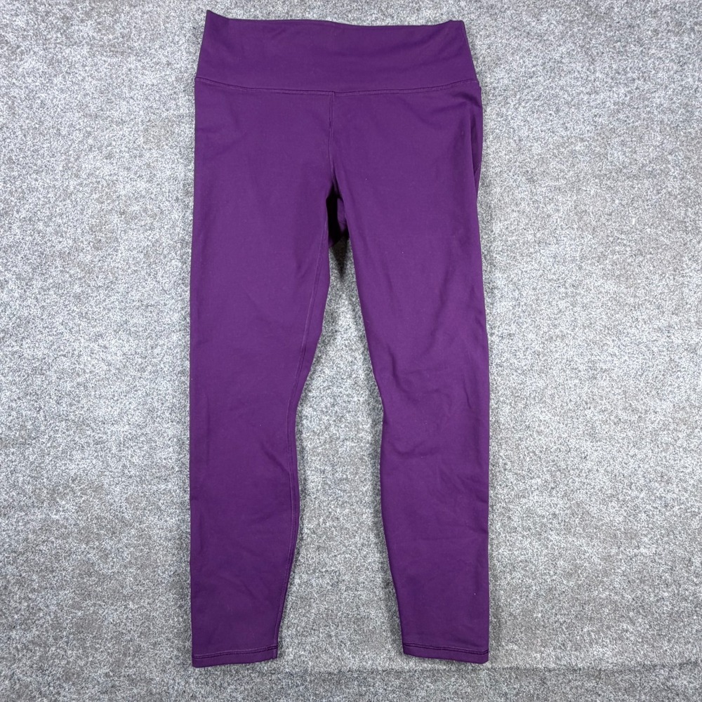 PowerHold Leggings Women Large Purple Stretch Performance High Waist Gym Wear